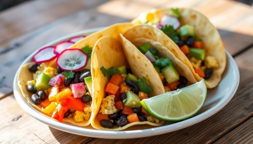 Vegetarian breakfast tacos