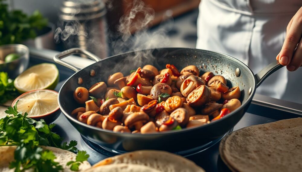 cooking mushrooms for chipotle mushroom tacos